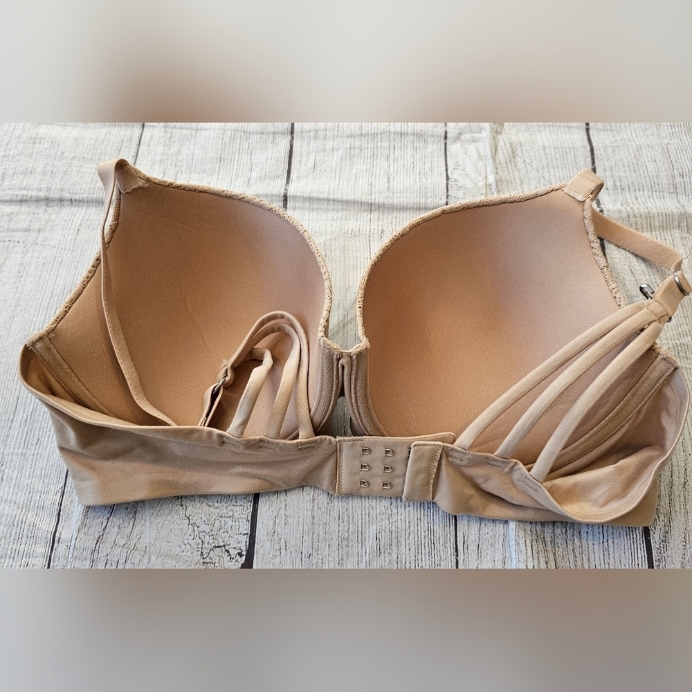 Aerie Size 38D Lace Demi Real Sunnie Underwire Convertible Bra Nude Lace Overlay - Picture 2 of 6